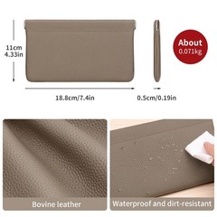 Genuine Leather Pocket Cosmetic Bag for Purse,Coin Purse Lipstick Grey