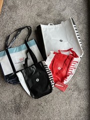 Lululemon Vineyard Reusable Shopping Tote Lot Of 5 Large,small + Wallet New