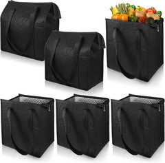 6 Pcs Insulated Grocery Bags – Reusable Thermal Shopping Totes with Zippered