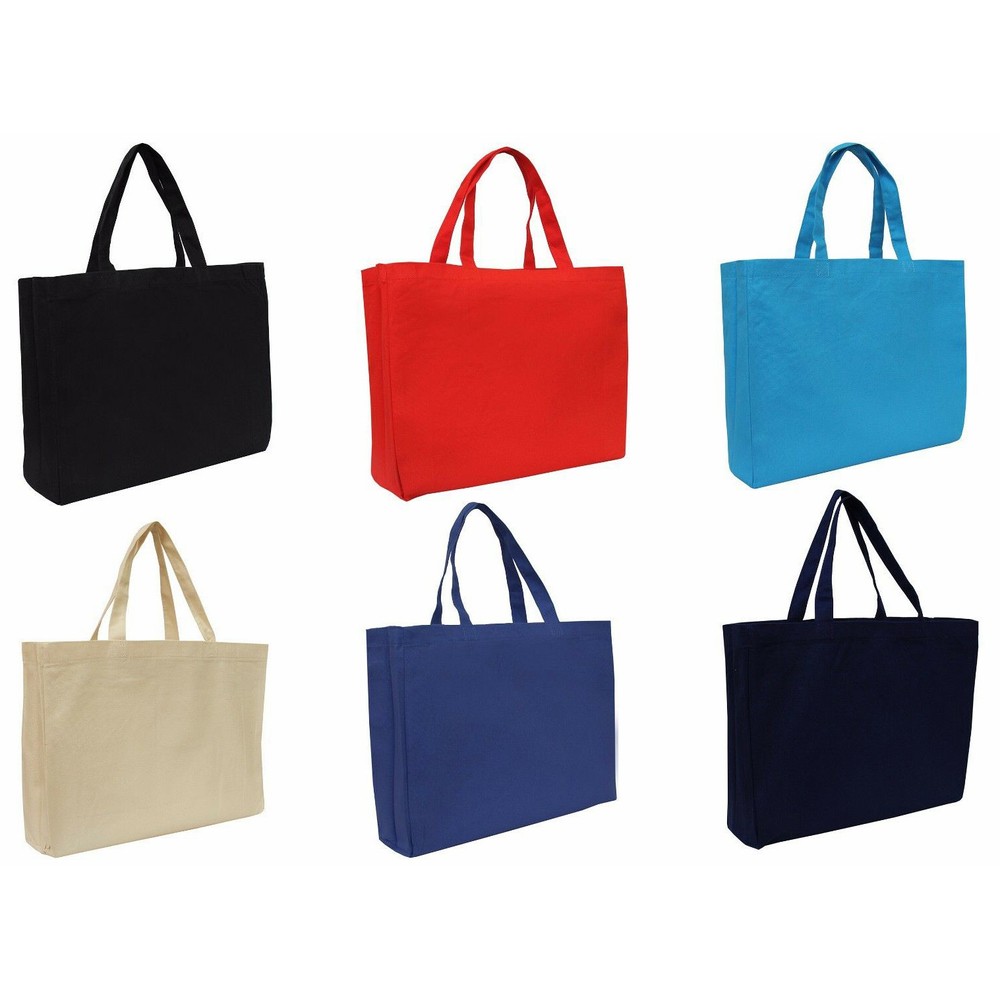 Large Cotton Canvas Tote Bags – 2 Sizes – Reusable – Heavy Wt Fabric – Threadart