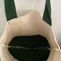 Trader Joe’s Mini Canvas Tote Bag Green/Beige Cotton Blend Reusable Strap