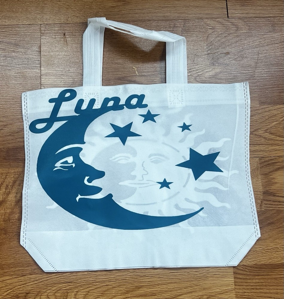Reusable Foldable Shopping Bags Sun Moon Pattern Non-woven 2-Pack White Blue