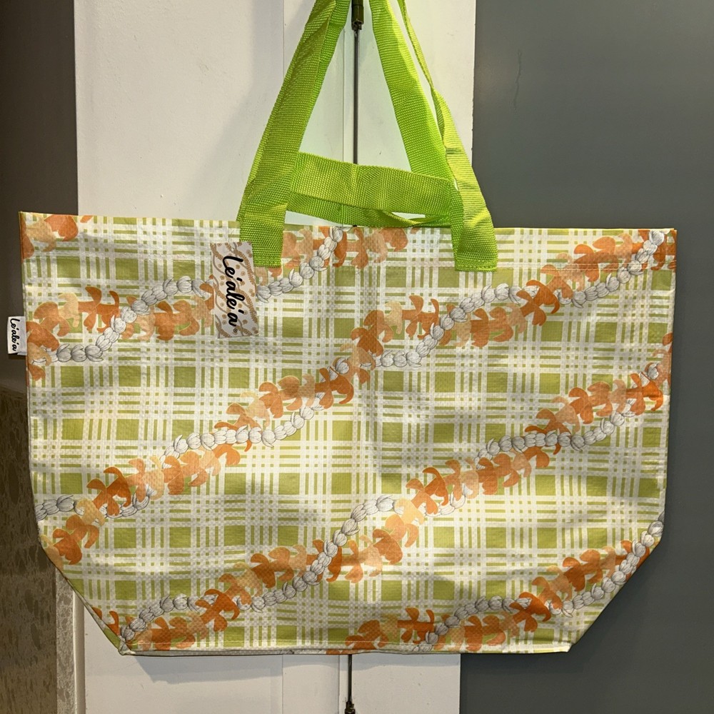 Le’ale’a Hawaiian Puakenikeni & Pikake Flowers Print Large Reusable Bag NEW
