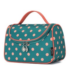 Yeiotsy Travel Cosmetic Bag for Women – Polka Dot 26 x 18 x 12 cm, Lake Blue