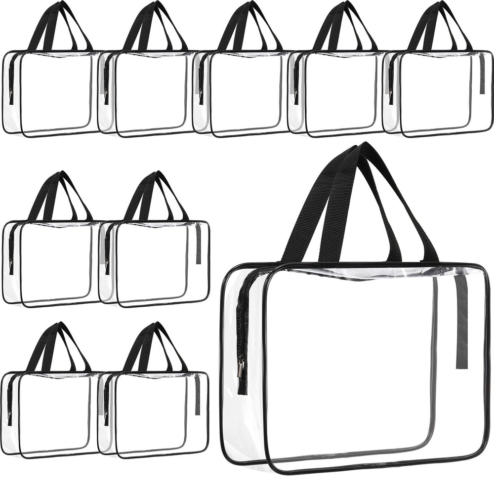 Reginary 10 Pack Large Clear Toiletry Cosmetic Makeup Bag with Zipper