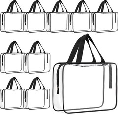 Reginary 10 Pack Large Clear Toiletry Cosmetic Makeup Bag with Zipper