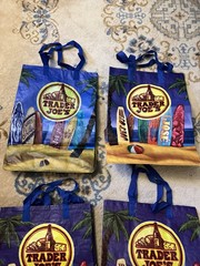 4 VTG Trader Joe’s Reusable Surfboards Beach Palm Trees Shopping Tote Bag