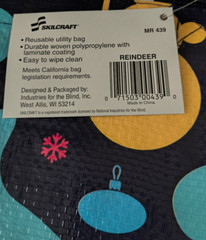 SKILCRAFT LAMINATED LARGE TOTE UTILITY BAG REINDEER 6.5 Gallon Navy Pink NWT