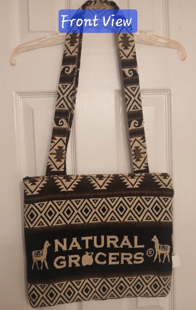 NWOT Natural Grocers Llama Alpaca Wool Ecuadorian Aztec Design Shopping/Tote Bag