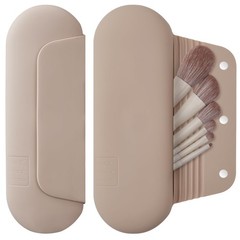 AGIKET Silicone Makeup Brush Holder Travel Cosmetic Bag：Soft Large, A-Walnut