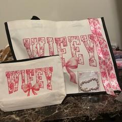 Reusable Shopping Bag Valentines Day ❤️ LOVE Spell out Homegoods Gift BLK&WHITE