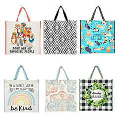 Reusable Carryall Tote Bag L Cats Dogs Southwestern Mandala Farmhouse Rainbow