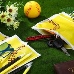 Sweetude 50 Pcs Softball Makeup Bag Bulk EVA Waterproof Sport Cosmetic Yellow