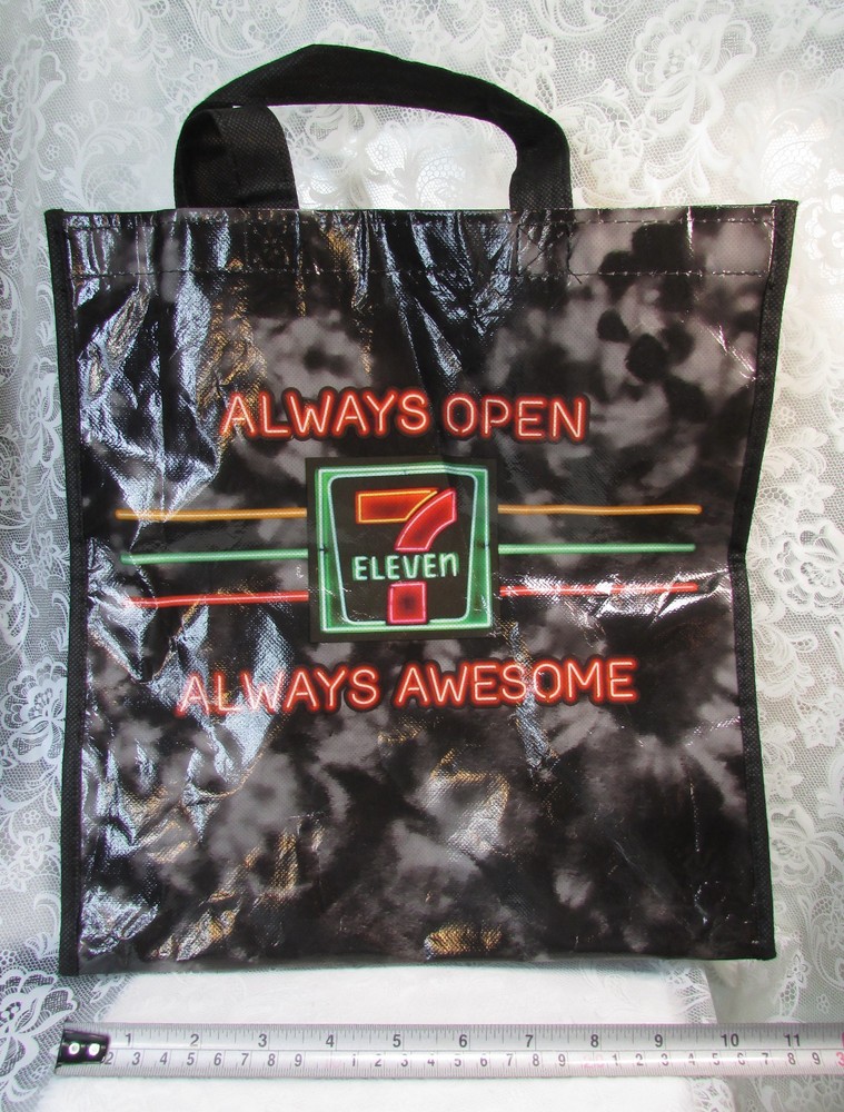 Neon ALWAYS OPEN 7-ELEVEN ALWAYS AWESOME Reusable Nylon TOTE BAG 13″ x 12″ x 8″