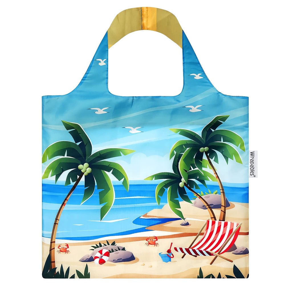 Foldable Lightweight Reusable Grocery Shopping Tote Bag Paradise Washable