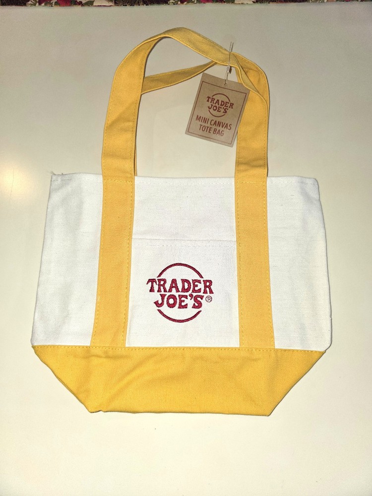 Trader Joe’s Canvas Tote Bag YELLOW Collectible Handbag Authentic WORLDWIDE SHIP