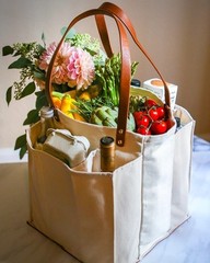Capabunga Natural Multi-Pocket Canvas Market Tote Bag BRAND NEW with Tag