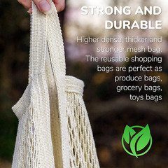 5 Pack Cotton String Shopping Bags Reusable Washable Grocery Mesh Bags Organizer