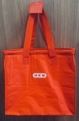 HEB Grocery Store REUSABLE INSULATED BAG Large Red Cold Food TOTE Handles Zip