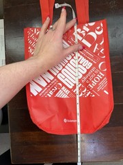 LULULEMON Small RED & WHITE Tote Reusable Shopping Bag 9″ x 11″ x 4” EUC