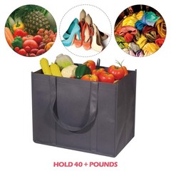 10 PCS Grey Reusable Grocery Bags Extra Large Heavy Duty Shopping Totes