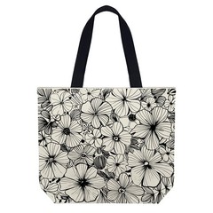 fahombag Large Canvas Tote Bag with Floral Line Art – 18 Inch Reusable Shoppi…