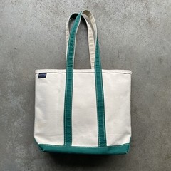 Vintage Lands’ End Boat & Tote Bag Canvas Sack Full Zip Green / White USA MADE