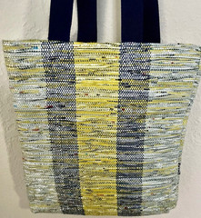 IKEA Overallt Reusable Shopping Bag Tote Metallic Multicolor Striped 14″ x 12 “