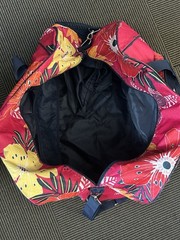 Floral Pattern Fabric Duffle Bag Foldable Zipper Closure Large 22x12x11