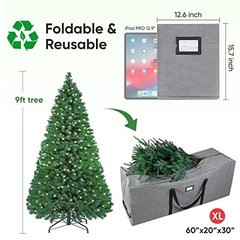 Christmas Tree Storage Bag, Heavy Duty 900D Oxford Fabric with 9 ft Grey