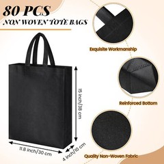 80 Pcs Non Woven Tote Bags Bulk Large Reusable Gift Bag Reusable Grocery Bags…