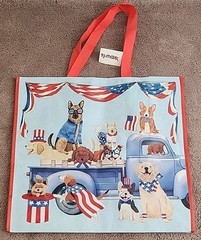 TJ MAXX Cute 4th Of July Patriotic Dogs USA Large Reusable Shopping Tote Eco Bag