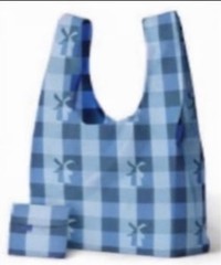 Dutch Bros Coffee Blue Checked Ripstop Nylon Reusable Foldable Tote Bag