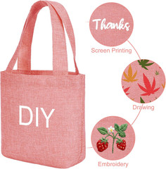 24 Pcs Mini Burlap Tote Bags with Handles Reusable Burlap Gift Bags with Tags Sm