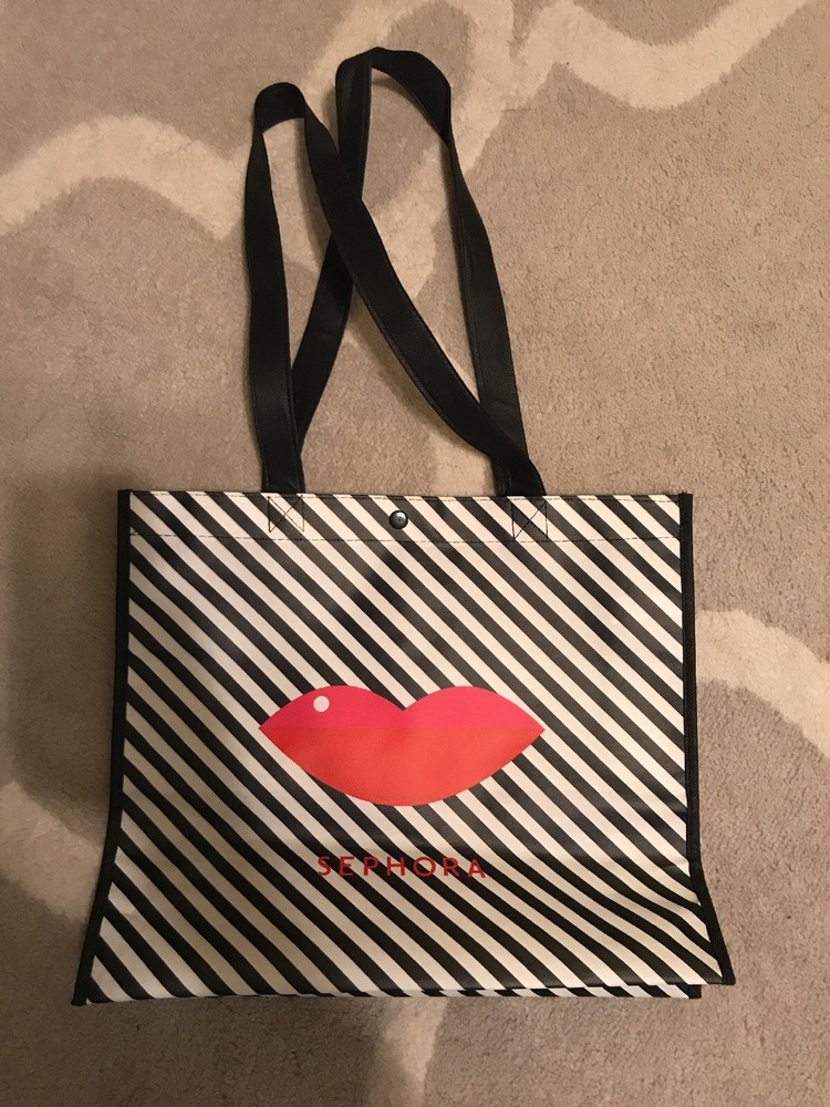 Sephora Limited Edition LIPS Striped Shopper Shopping Tote Shoulder Bag Reusable