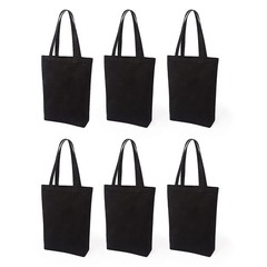 Natural Canvas Tote Bags DIY Reusable Shopping Grocery Bag (Black – 6 Pack)