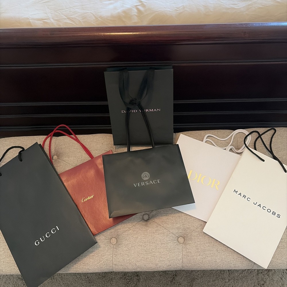 Luxury Designer Shopping Bags (6) Cartier, Dior, Versace, Gucci, Marc Jacobs, DY