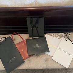 Luxury Designer Shopping Bags (6) Cartier, Dior, Versace, Gucci, Marc Jacobs, DY
