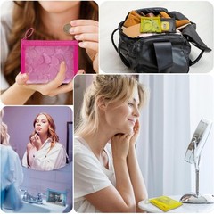Mini Mesh Pouches(4 Pack), Small Bags with Zipper 4 Colors 4 Pcs