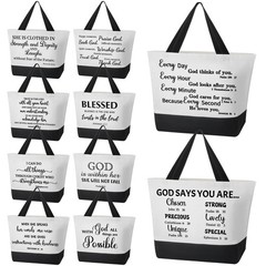 10 Pcs Christian Bible Verse Tote Bags Religious Gift Canvas Reusable Bags fo…