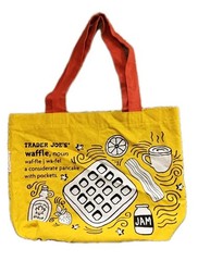 Trader Joe’s Breakfast Tote Bag Waffle Toast Milk Reusable Grocery Canvas Yellow