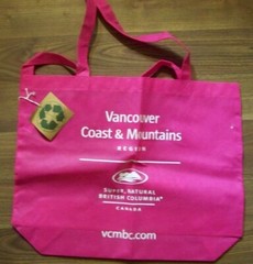 TOTE BAG – VANCOUVER CANADA COAST & MOUNTAINS REGION TOURISM 14 X 17.5″ – PINK