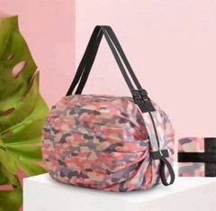 Reusable Foldable Shopping Bag Pink Waterproof Oxford Cloth Travel Beach Bag