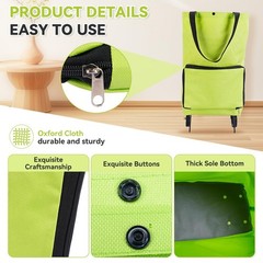 Collapsible Shopping Grocery Bag with Wheels Rolling Tote Bag with Wheels Lar…