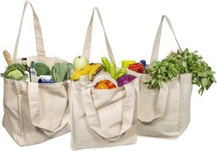 Eco-Friendly Organic Cotton Grocery Bags – 3 Washable Tote Bags with Sleeves