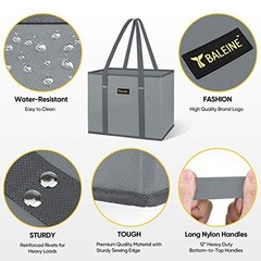 3-Pack Reusable Grocery Bags, Foldable Eco-Friendly Shopping Totes with Reinforc