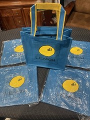 BrB Set of (5) NEW Blue Pocketed Jute Burlap Bags Perfect Tote Market Bag