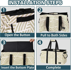 Standing Extra Large Utility Tote Bag with Hard Bottom & Hard Sides, Heavy Duty