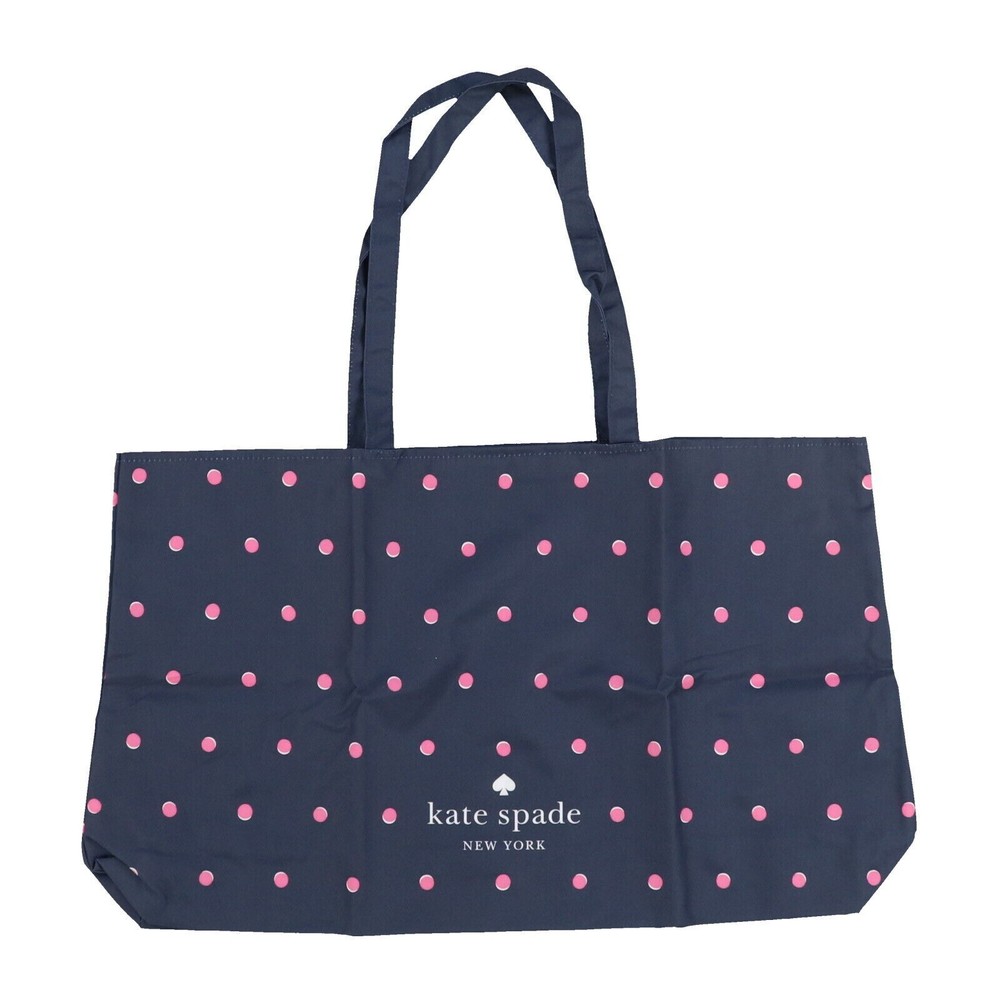 KATE SPADE Tote Bag Carry On Navy Pink Polka Dots NEW