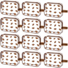 SilTriangle 12 Pcs Football Clear Makeup Bag with Zipper Bulk Football, Brown